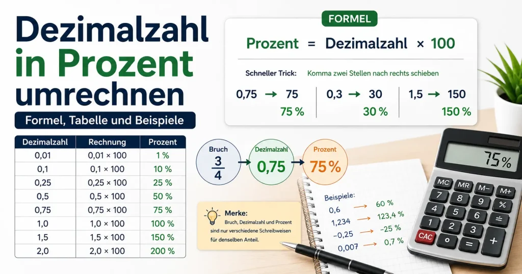 Dezimalzahl in Prozent Umrechnen – Formel, Tabelle und Beispiele 1 Dezimalzahl in Prozent Umrechnen – Formel, Tabelle und Beispiele